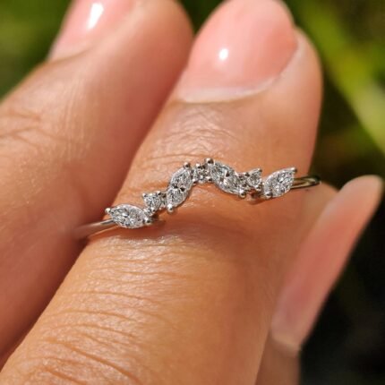 Marquise And Round Wedding Band In Cluster Style